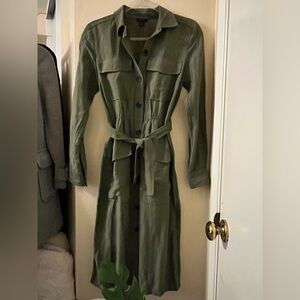 Ann Taylor Olive Green Utility Shirtdress size 4